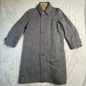 Invertere Reversible Herringbone Wool Tan Trench Coat Mens 38 Made in England